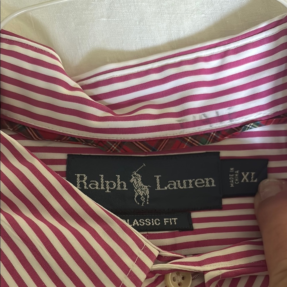Ralph Lauren Pink and White Striped Classic Fit Shirt